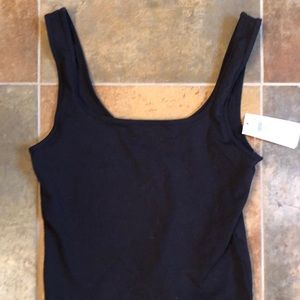 ABERCROMBIE BLACK SQUARE NECK TANK SIZE S, SLIGHTLY CROPPED